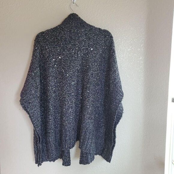 Bebe Womens Sweater Grey OS Turtleneck Cape Poncho OS - Picture 4 of 7